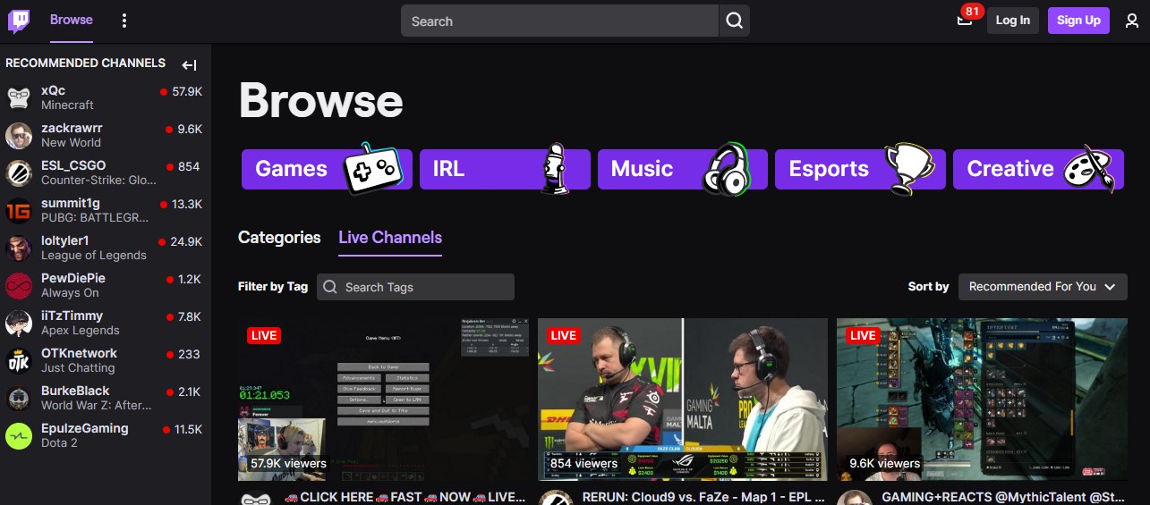twitch live streaming